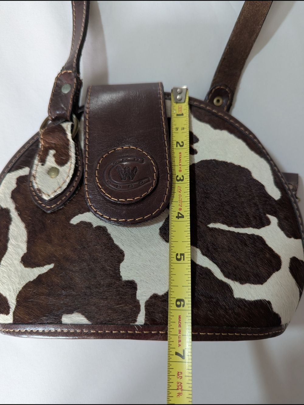 Brown Cowhide Leather Crossbody Bag - Picture 9 of 9